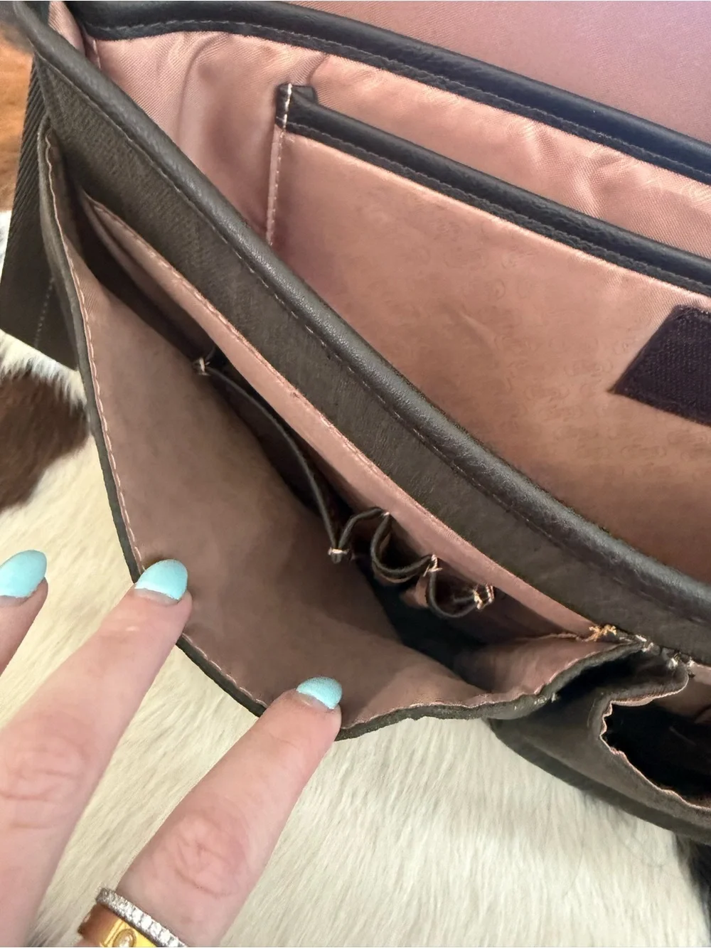 solo Brown Leather Messenger Bag with Adjustable Strap
